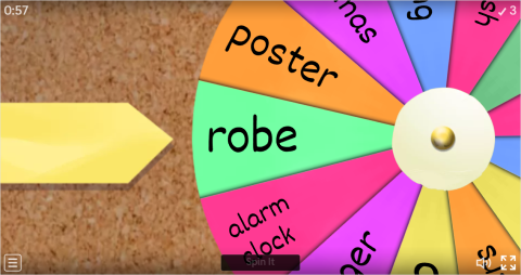 Bedroom Objects Interactive Spin The Wheel Worksheet