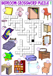 Bedroom Objects ESL Crossword Puzzle Worksheets