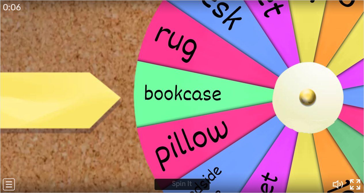 Inanimate Objects Wheel Bedroom Objects Interactive Spin The Wheel Worksheet