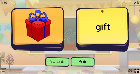 Birthdays ESL Vocabulary Pair or No Pair Worksheet