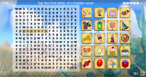 Birthdays Vocabulary ESL Interactive Wordsearch Puzzle