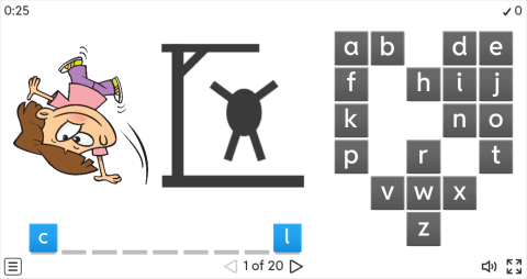 Body Movement Verbs ESL Interactive Hangman Game