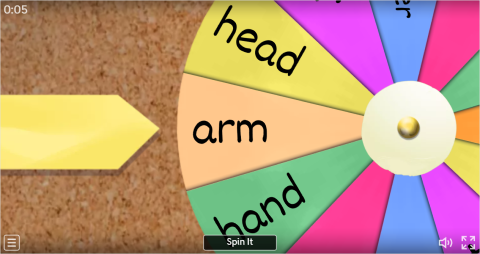 Body Parts ESL Interactive Spin The Wheel Worksheet