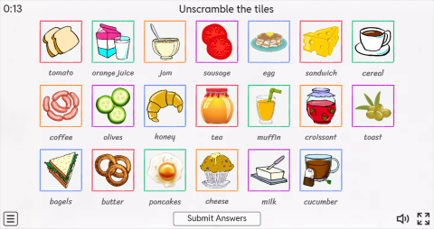 Breakfast ESL Interactive Match Up Worksheet