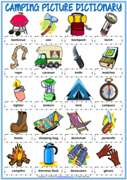 Camping Vocabulary ESL Printable Picture Dictionary For Kids