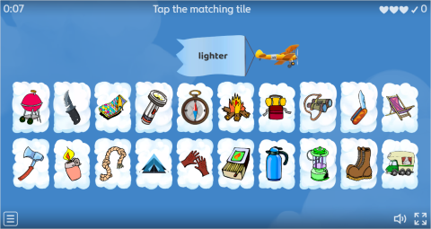 Camping ESL Interactive Find The Match Worksheet