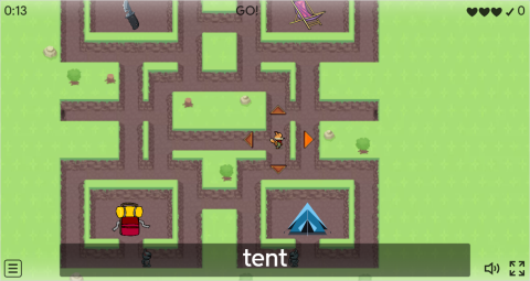 Camping ESL Vocabulary Maze Chase Game