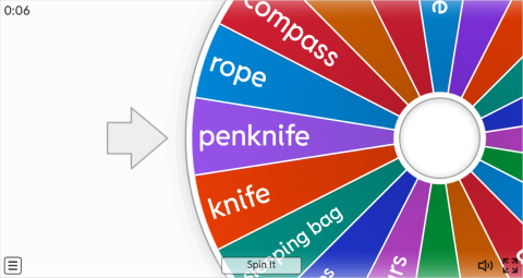 Camping ESL Interactive Spin The Wheel Worksheet