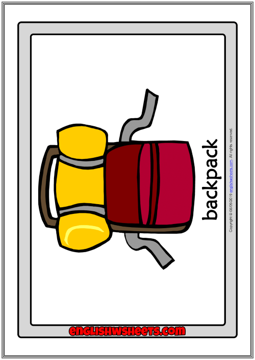 Camping ESL Printable Flashcards With Words for Kids