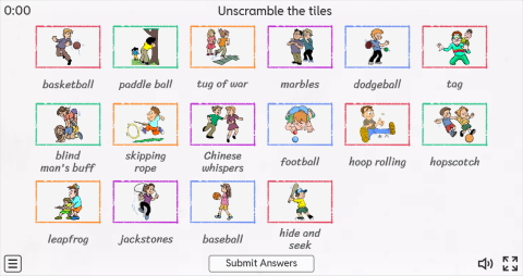 Children Games ESL Interactive Match Up Worksheet
