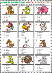 Chinese Zodiac Signs ESL Multiple Choice Test For Kids