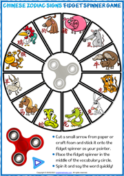 Chinese Zodiac Signs ESL Vocabulary Worksheets