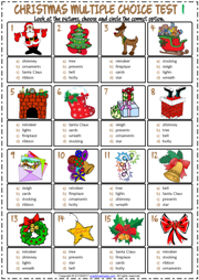 Christmas ESL Printable Multiple Choice Tests For Kids