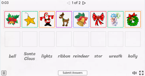 Christmas ESL Interactive Match Up Worksheet 1
