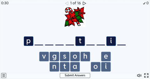 Christmas ESL Interactive Spell The Word Worksheet