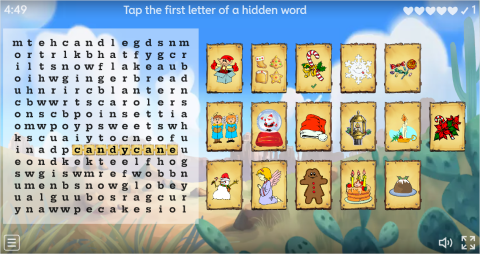 Christmas ESL Interactive Wordsearch Puzzle