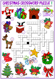 Christmas ESL Printable Crossword Puzzle Worksheets