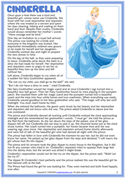 Cinderella ESL Reading Text Worksheet For Kids