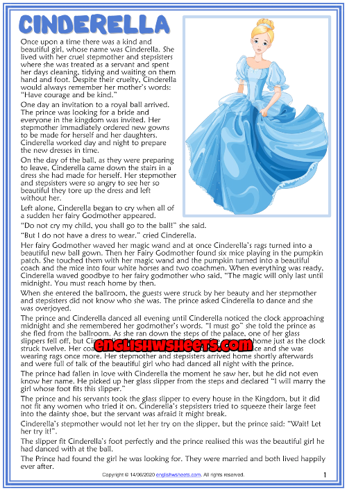 Cinderella Fairy Tale. Золушка на английском языке читать. Reading Comprehension Cinderella.