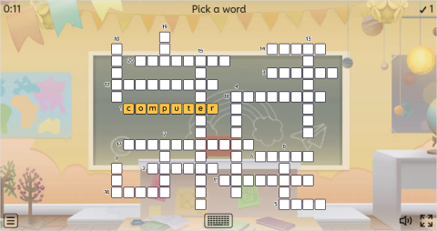 Classroom Objects ESL Interactive Crossword Puzzle
