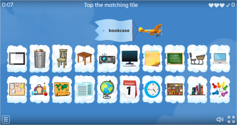 Classroom Objects Interactive Find The Match Worksheet