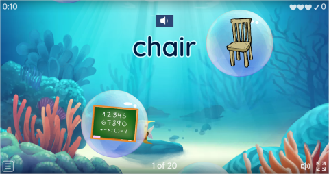 Classroom Objects ESL Vocabulary Flying Fruit Game