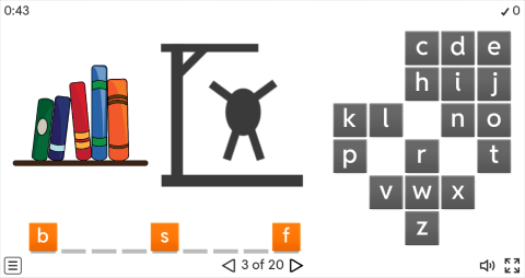 Classroom Objects ESL Interactive Hangman Game