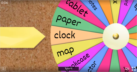 Classroom Objects Interactive Spin The Wheel Worksheet