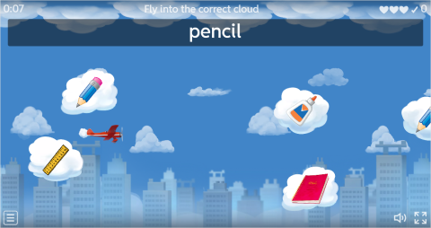 Classroom Objects ESL Vocabulary Airplane Game