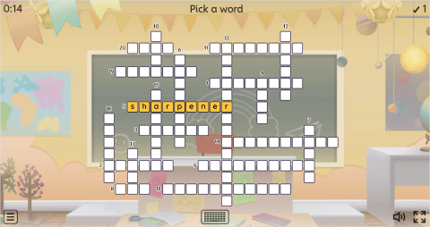 Classroom Objects ESL Interactive Crossword Puzzle