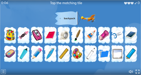 Classroom Objects Interactive Find The Match Worksheet