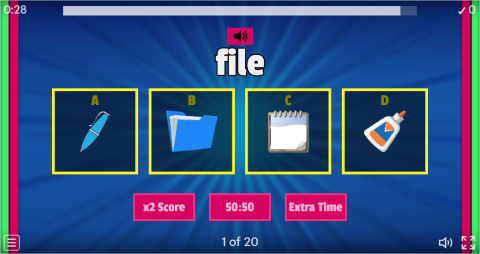 Classroom Objects ESL Interactive Vocabulary Quiz Show