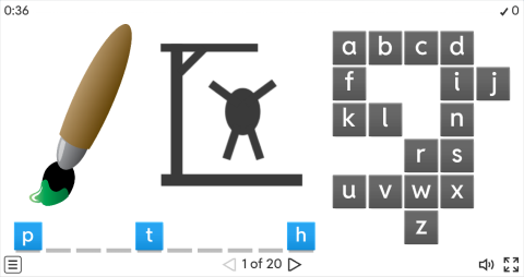 Classroom Objects ESL Interactive Hangman Game