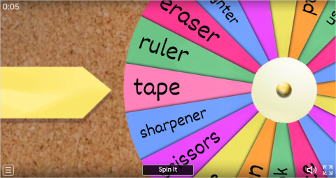 Classroom Objects Interactive Spin The Wheel Worksheet