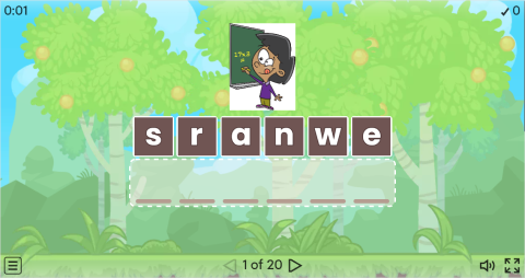 Classroom Verbs Vocabulary ESL Interactive Anagram