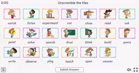 Classroom Verbs ESL Interactive Match Up Worksheet