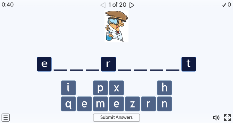 Classroom Verbs Interactive Spell The Word Worksheet