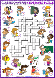 Classroom Verbs ESL Vocabulary Worksheets