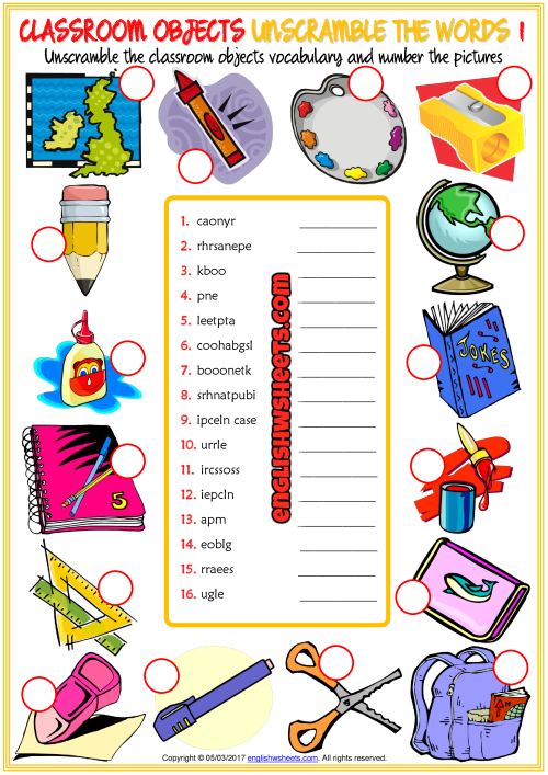 classroom-objects-esl-unscramble-the-words-worksheets