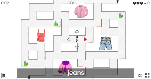 Clothes ESL Vocabulary Maze Chase Game