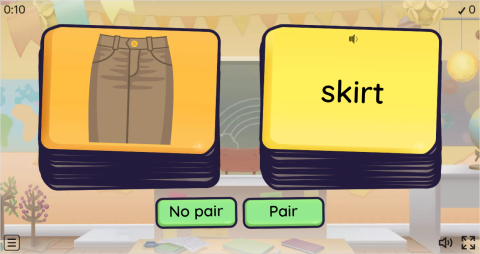 Clothes ESL Vocabulary Pair or No Pair Worksheet