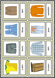 Clothes ESL Printable Vocabulary Learning Cards