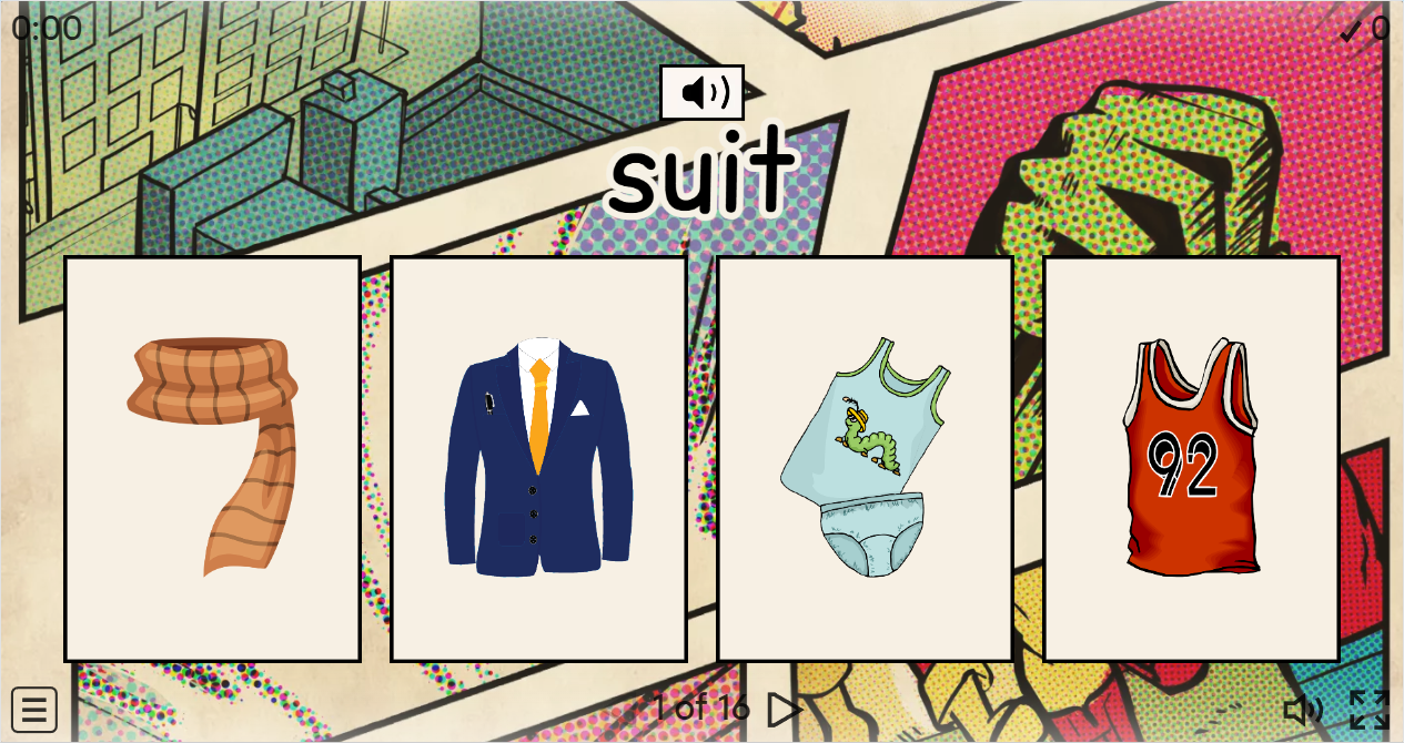 Clothes ESL Interactive Vocabulary Quiz