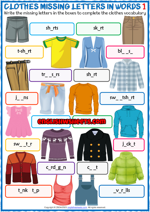 14 слов одежды. Clothes missing Letter. Clothes Worksheets. Clothes and Accessories missing Letters in Words ответы. Winter clothes Vocabulary.