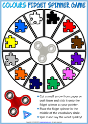 Colours ESL Printable Fidget Spinner Game For Kids