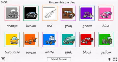 Colours ESL Interactive Vocabulary Match Up Worksheet
