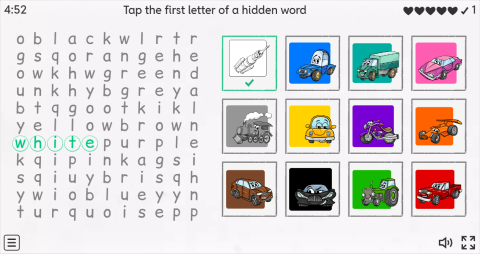 Colours ESL Interactive Wordsearch Puzzle
