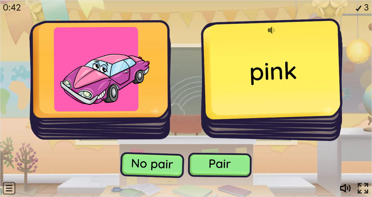 Colours ESL Vocabulary Pair or No Pair Worksheet