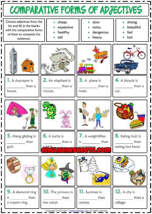 Comparative Forms Of Adjectives Worksheet