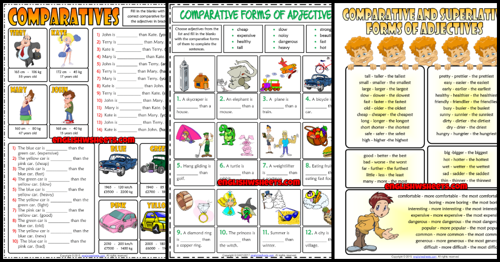 Esl Worksheets For Comparative Adjectives